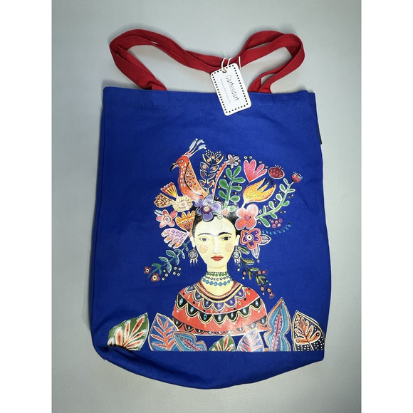 Frieda Kahlo Flower Artsy Canvas Reusable Tote Bag Shopping Travel Grocery - Picture 1 of 9